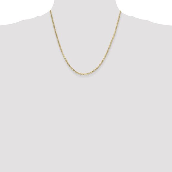 2.2mm, 10k Yellow Gold, Solid Concave Figaro Chain Necklace, 20 Inch - Picture 2 of 8
